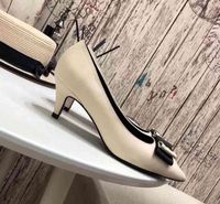 women's Fashion simple dress shoes 5.5cm pointed Lido middle heel work designer leather bottom wedding 35-41