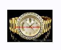 Luxusuhren Box / Papiere Top Qualität Herren 36mm 18K Gelbgold Herren Große Diamant Solide Diamant Automatische mechanische ursprüngliche Uhr