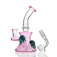 7 inch pink glass hookah with small tortoise style 14 mm sti...