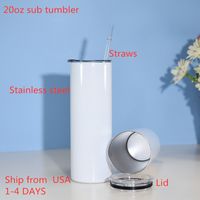 WAREHOUSE in USA 20oz Sublimation STRAIGHT Tumblers Stainless Steel Tumbler Insulated Double Wall Vacuum Blank Cup FASTEST Delivery FROM US A16