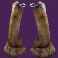 78 cm Super Long Fox Tail Anal Plug Faux Fur Tail Metal Butt Plug Cosplay Pap Rápique Adulto Novedad Anal Beads Juguetes sexuales para hombres Mujeres S0824