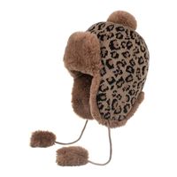 Beretes Leopardo Tejido Ushanka Sombrero para mujer Invierno Capthick Cálido Frux Fur Ore Orí Protector Soft Fluffy Earflap Bomber Sombreros