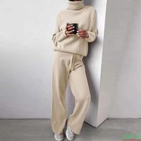 Yoga Outfit Winter Tracksuit 2 Piece Pant Suits For Women Knitted Long Sleeve Two Set Top And Pants Suit Outwear Korean