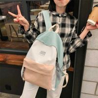 JULYCCINO Women Canvas Backpack Fashion Shoulder Bag Stitching Color School bag For Teenage Girl Children Mochila 220117