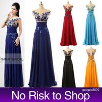 Cheap Sheer Neck Prom Party Dresses Sequins A line Royal Blu...