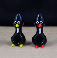 Pingüino negro Pipa animal Pipa de mano de vidrio Quemador de aceite delgado Cachimba de vidrio Cuchara de tobbaco Altura: 3 pulgadas