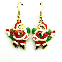Boucles d'oreilles de charmes de Noël en acier inoxydable plaqué or émaillé émail Père Noël Eardrop boucles d'oreilles pour les femmes bijoux
