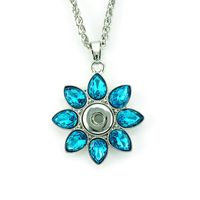 Fashion Pendants Necklace Infinity Chains 4 Color 12mm Snap Button Crystal Flower Statement Interchange Necklace Jewelry