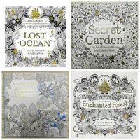 Unisex Big Kids Multicolor Child Animal Kingdom 4styles Book Enchanted Forest Lost Ocean Secret Garden Inky Coloring Adult Graffiti Painting