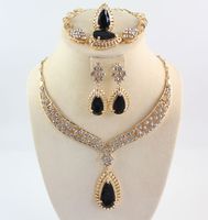 Africa Jewelry Sets Full Crystal Black Gem Necklaces Bracele...