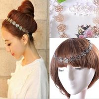 2020 New Hot Fashion Metallic Lady Hollow Rose Flower Elastic Hair Headbands Gold Headpieces Headwear Accessories Women Wedding Accessories