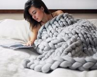 60*60cm 100*80cm Warm Chunky Knit Blanket Thick Woven Yarn W...