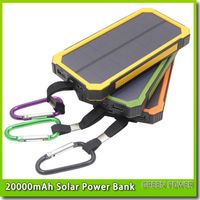 20000mAh Novedoso Banco de energía solar Resalte LED Bancos de energía solar 2A Teléfono celular de salida Cargador portátil Banco de energía solar