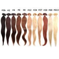 100g 14 "16" 18 "20" 22 "24" 24 "Vorgebendete italienische Keratin Nagelspitze U Tip Fusion Indian Remy Human Hair Extensions 100 S / PCs