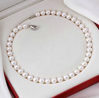 Il nuovo argento gioielleria perle naturali 10-11MM MARE DEL SUD BIANCO PERLA COLLANA 18"