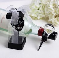 Free shipping personalized Creative crystal ball metal wine bottle stopper wedding favors and gifts event party supplies