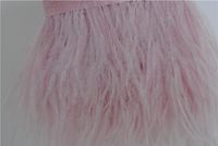 Envío gratis 10 yardas de color rosa claro recorte de plumas de avestruz corte de plumas de flecos en el encabezado de satén 5-6 pulgadas de ancho para la decoración del vestido