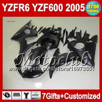 Noir plat 7gifts + Body Pour YAMAHA YZFR6 05 2005 YZF-R6 YZF-600 1C11 YZF600 YZF 600 YZF R6 05 2005 YZF R 6 2005 Kit de coiffage noir mat