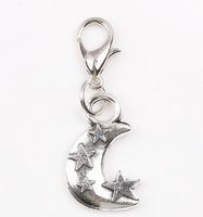 20 stks / partij DIY Moon Star Drijvende Medaillon Charms Dangle Hanger met Kreeft Clasp Mode-sieraden als Gift