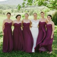 Classical Plum Bridesmaid Dresses A Line Plus Size Flowing C...