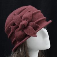 100% Wolle Cloche Hut Floral Desgin für Frauen Bucket Cap Beanies 7 Farben erhältlich Versandkostenfrei