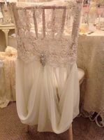 2017 Ivory Chair Sash for Weddings with Big 3D Flowers Chiffon Delicate Wedding Decorations Chair Covers Chair Sashes Wedding Accessories 04