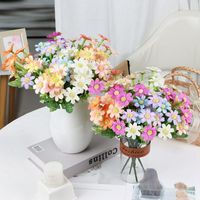 Flores decorativas guirnaldas artificiales 32.5cm pequeña margarita flor de sol de seda sombrero largo de seda dormitorio para casa boda boda ramo nupcial decorati