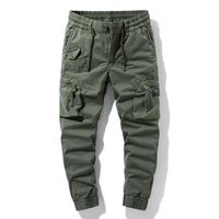 Pantalon pour hommes Coton Cargo Multi-poche Loisirs Bouchée Taille élastique Pantalon de survêtement Joggers Hommes Automne Printemps Pantalon occasionnel