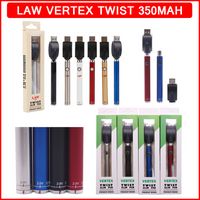 Закон о нагревании VV батареи батареи Twist 350mah Vertex Vape Pen Pearable напряжение USB зарядные батареи набор для 510 резьбовых толстых масляных картриджей
