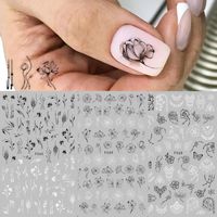 Stickers & Decals 1pcs Black White 3D Nail Art Sliders Flowers Mandala Leaf Geometry Adhesive Foil Design Manicure TRF564-573