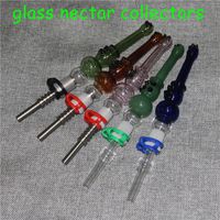 Kit de coleccionista de néctar de cristal 14mm Hookah Fumar accesorios con puntas de cuarzo Metal de metal Doma Paja Dab Bong Rigs Tubos de agua