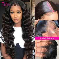Tinashe Brazilian Loose Deep Wave HD Transparent Lace Wigs Remy 5x5 6x6 Closure 28 30 Inch Curly Human Hair