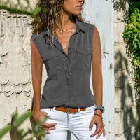 Compre al por mayor Blusa De Botones Sin Mangas de bajo precio \u0026 de calidad  con envío gratuito | Es.DHgate