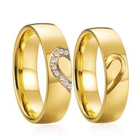 1 Pair Lover's Heart Alliance 18k Gold Plated Cz Wedding Rings Set for Men and Women Proposal Marriage Anniversary Couple Ring