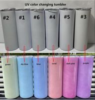 UV Color Mudando Tumbler 20oz Sublimação Tumbler Sun Light Sensing Copo de Aço Inoxidável Em Reto Com Tampa E Palhas 2021 Novo