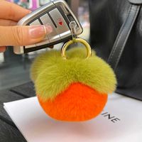 Small persimmon car keychains pendant ins lovely book bag Gift Rabbit Plush Ball Suitable for Ladies' Bags Mobile Phones