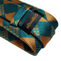 3565Gift Teal Green Paisley Novelty Design Silk Wedding for Men Handky cufflink Tie Set DiBanGu Party Business Fashion