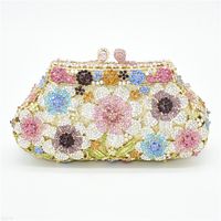 New Bling Crystal Bridal Wedding Bag Purses Flower Shape Diamond Luxury Handbags Fashion Women Prom Clutch