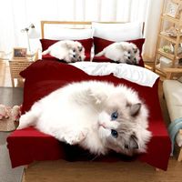 Bedding Sets Lovely Puppet Cat Set Animal Duvet Cover 3PCSs Bed Clothes Tabby Cats Home Textile For Kids Adult Xmas Gift