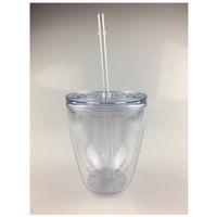 아크릴 지방 텀블러 뚜껑과 빨대와 투명한 12 온스 클리어 플라스틱 텀블러 이중 벽 워터 컵 여름 컵 아이 병 A13