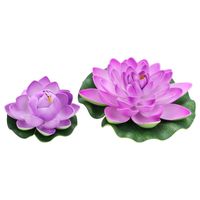 Kunstmatige levensechte lotus lelies simulatie vijver planten woondecoratie - 4 stks maat en 2 stks (violet) decoratieve bloemen krans