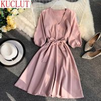 Compre al por mayor Vestido Tres Cuartos De Manga Hasta La Rodilla de bajo  precio \u0026 de calidad con envío gratuito | Es.DHgate