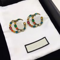 Pendientes de diseñador de marca de moda aretes orecchini damas coloreado piedras preciosas pendiente de cristal