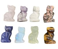 Großhandel Party Favor Natürliche Amethystasche Carved Lucky Cat Kristalle Heilung Steine ​​Figuren Collectibles, 1,5 Zoll Zimmer Dekor Edelsteine