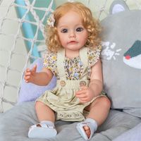 55cmの生まれ変わった幼児ガールプリンセススースーフルボディシリコーンベビー人形手によく入っている女の子のための根付いた髪風呂おもちゃ220217