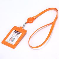 2021 Work Badge Business Card Holder Men Women Worker with Rope Retractable Fashion PU Leather Employee Name ID Card Case Lanyard