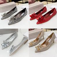 Hot Sale-Designer luxury pointed dazzling rhinestone shoes ladies red high heels wedding dress shoes with diamonds sandals heel height of 8.