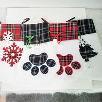 4 Styles Large Fluffy Christmas Stocking Pet Dog Plaid Paw S...