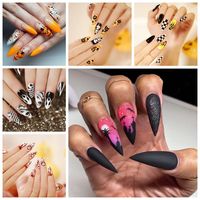 Valse nagels 24 stks / set Halloween Dark Gothic Fake Full Cover DIY Lijm Pers Nail Supplies voor Professionals Accessoires