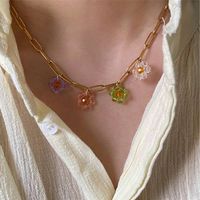 Chains Luxury Colorful Crystal Bohemian Flower Necklace For ...